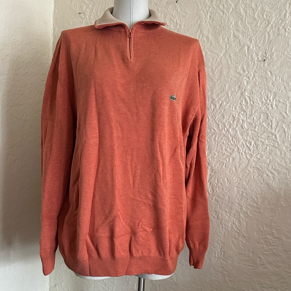 Lacoste Quarter Zip Cotton Sweater 6 Orange XL